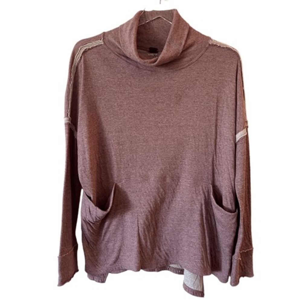 Free People We The Free Long Flight Pullover Pink purple Turtle Neck Top XS
